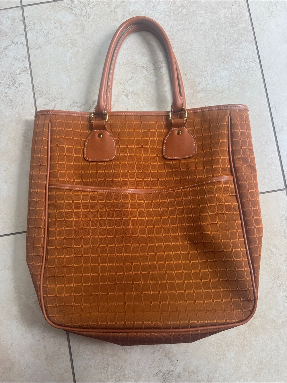 Estee Lauder Quilted Tan Leather-Trim Tote